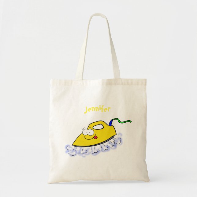 Funny cartoon iron laundry illustration tote bag (Front)