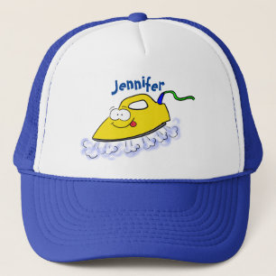 Funny cartoon iron laundry illustration trucker hat