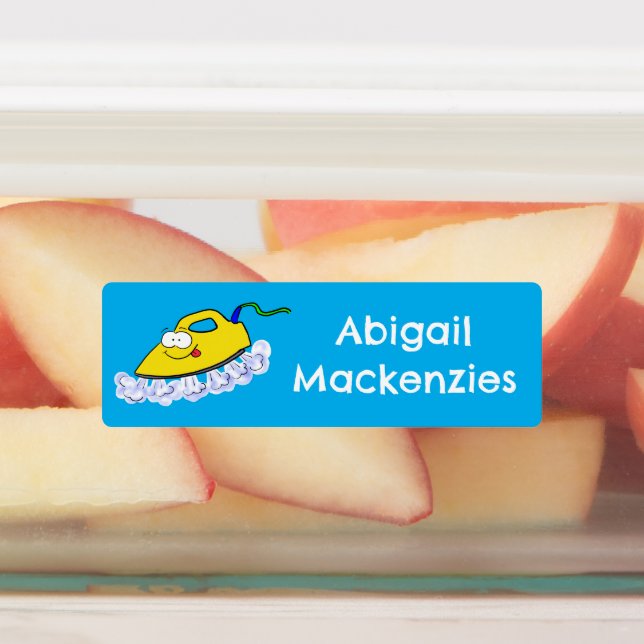 Funny cartoon iron laundry personalised (Affixed)