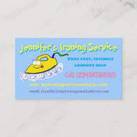 Funny cartoon ironing laundry service