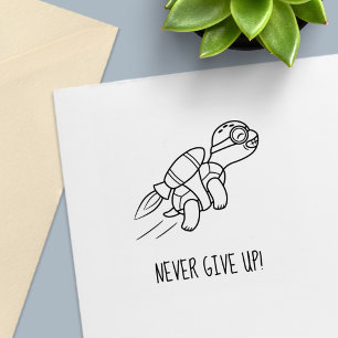 Funny Cartoon Jetpack Turtle Motivational  Self-inking Stamp