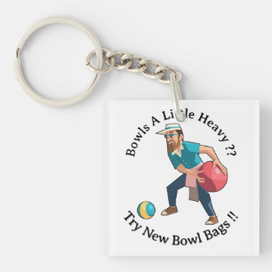 Funny Cartoon Lawn Bowler With A Heavy Bowl, Key Ring