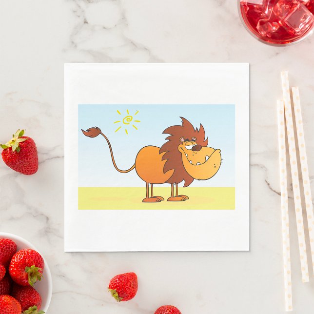 Funny Cartoon Lion in the Sun Safari Animal Napkin (Creator Uploaded)