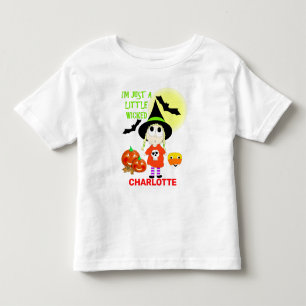 Funny Cartoon Little Wicked Witch  Halloween Toddler T-Shirt