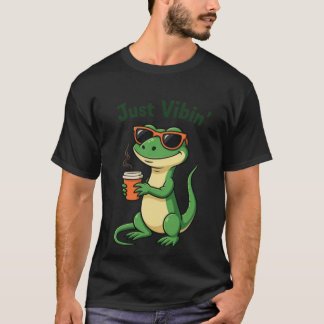 Funny Cartoon Lizard Meme T-Shirt Just Vibin