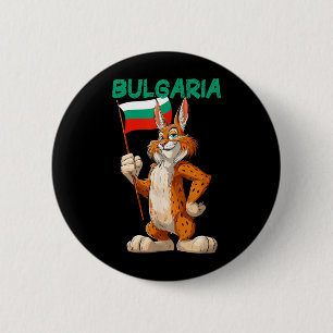 Funny Cartoon Lynx with Bulgaria Flag Costume 6 Cm Round Badge