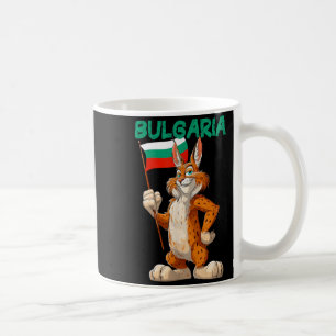 Funny Cartoon Lynx with Bulgaria Flag Costume Coffee Mug