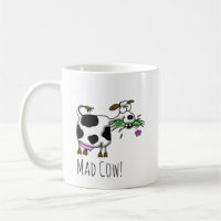Funny Cartoon Mad Cow Mug- personalise it! Coffee 