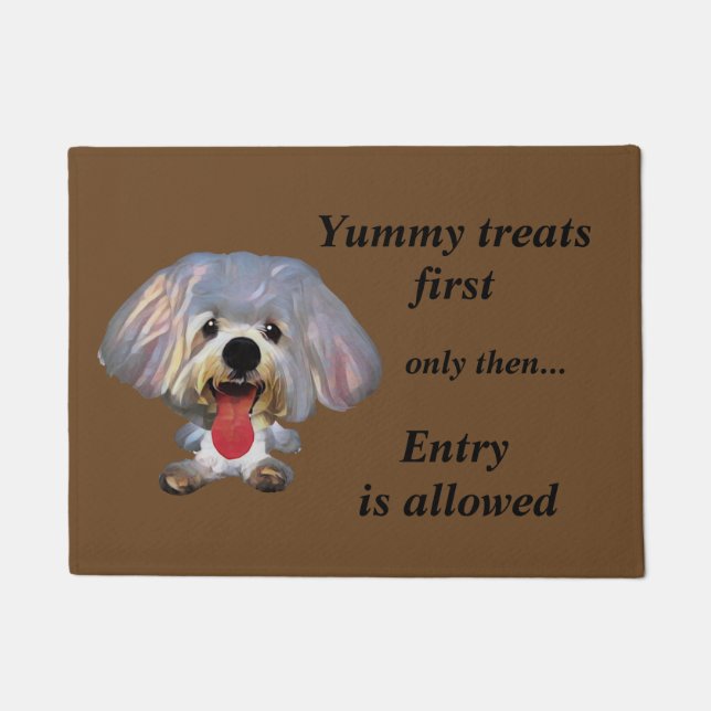 Funny Cartoon Maltese Dog Doormat (Front)