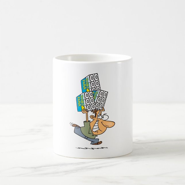 Funny Cartoon Man Panic Buying Toilet Paper Coffee Mug (Creator Uploaded)