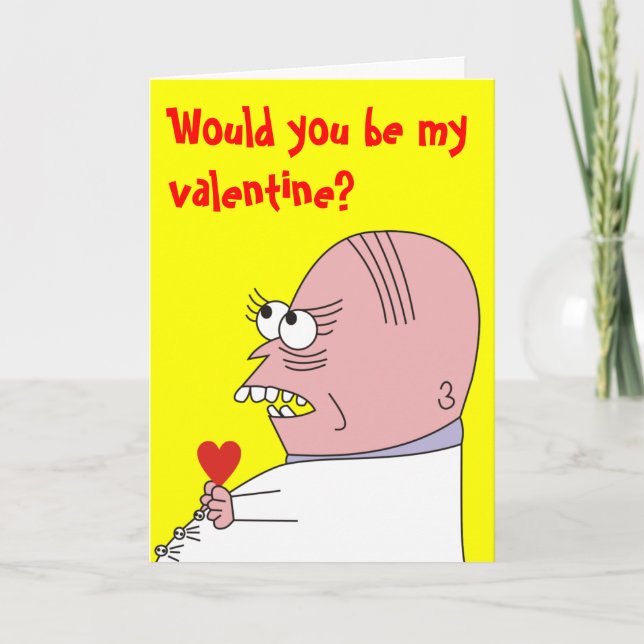 Funny Cartoon Man Valentine's Day Greeting Card (Front)