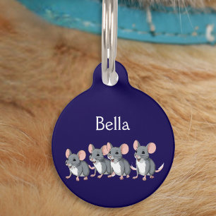 Funny Cartoon Mice Blue Cat Pet Tag