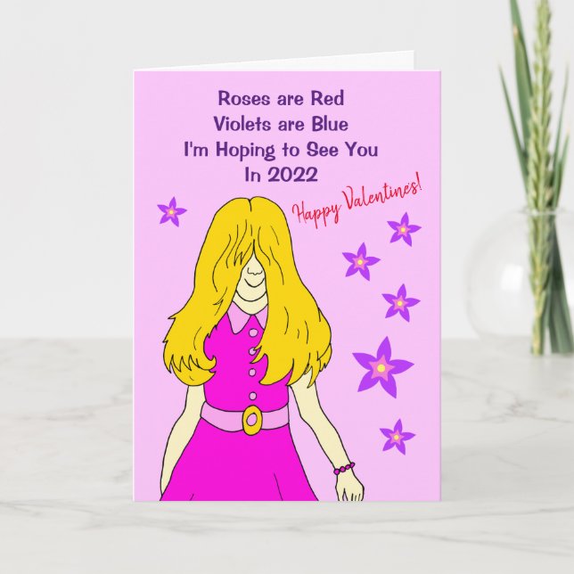 Funny Cartoon Missing You Lockdown Valentine's Card (Front)