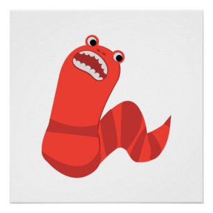 Funny Cartoon Mongolian Death Worm Poster