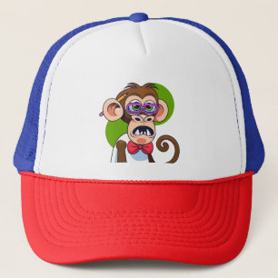Funny Cartoon Monkey Character Illustration Trucker Hat