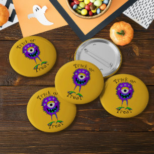 Funny, Cartoon Monster, Halloween "Trick or Treat" 6 Cm Round Badge