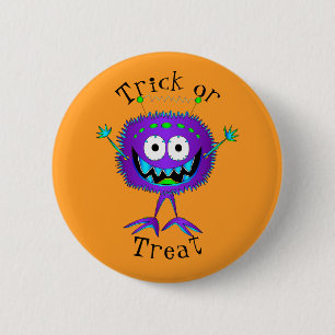 Funny, Cartoon Monster, Halloween "Trick or Treat" 6 Cm Round Badge
