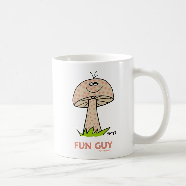 Funny Cartoon Mushroom Fun Guy Message on Back Coffee Mug (Right)