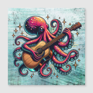 Funny Cartoon Octopus Playing Guitar