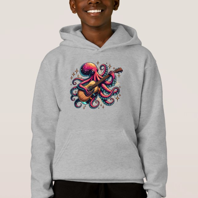 Funny Cartoon Octopus Playing Guitar (Front)
