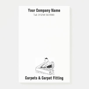 Funny Cartoon of a Carpet Fitter at Work Notes