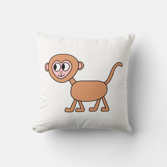 Funny Cartoon of a Monkey. Cushion (Front)