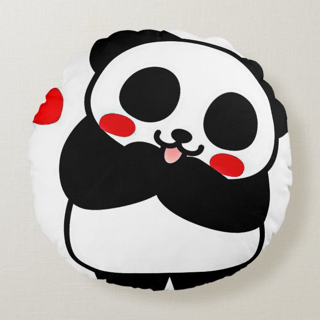 Funny Cartoon of Cute love  Panda Round Pillow (Front)