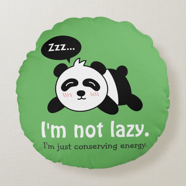 Funny Cartoon of Cute Sleeping Panda Round Cushion (Front)