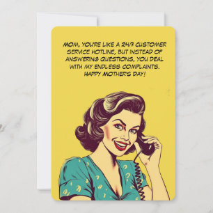 Funny Cartoon of Mum on Phone Mother's Day Card