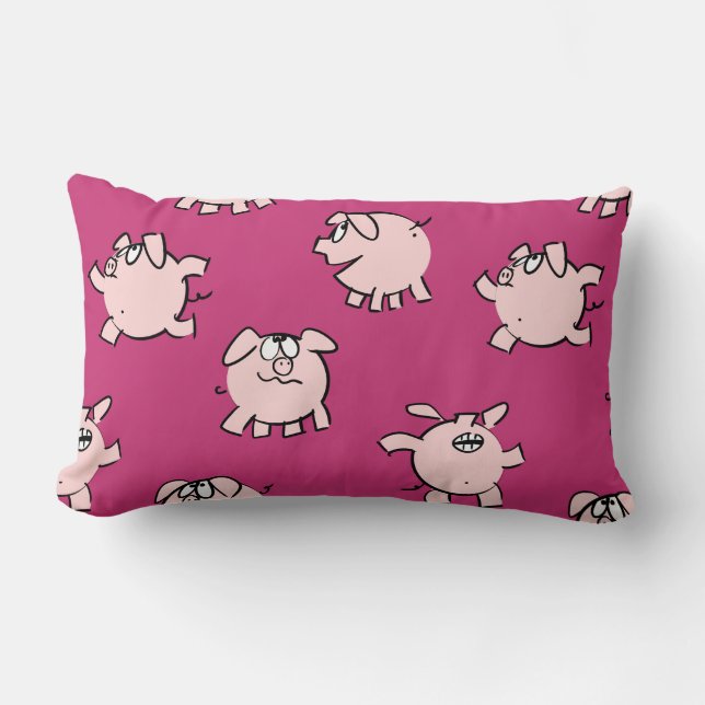 Funny Cartoon Pattern Pig Year Choose Colour Lumba Lumbar Cushion (Front)