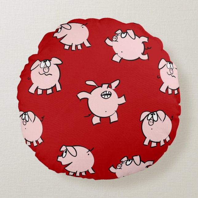 Funny Cartoon Pattern Pig Year Choose Colour Round Round Cushion (Front)