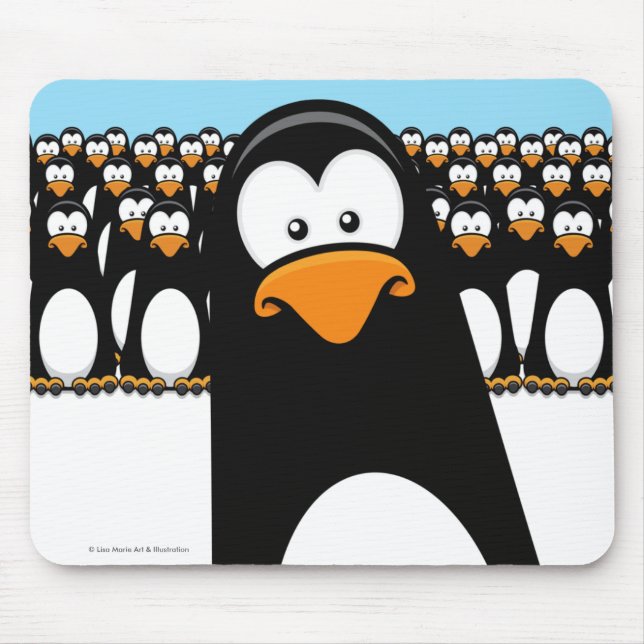 Funny Cartoon Penguin Army Mouse Mat (Front)