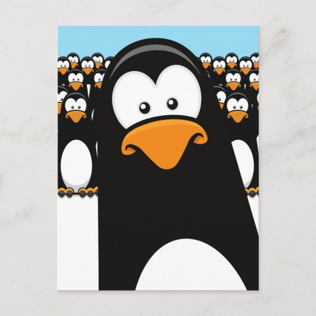 Funny Cartoon Penguins Postcard (Front)