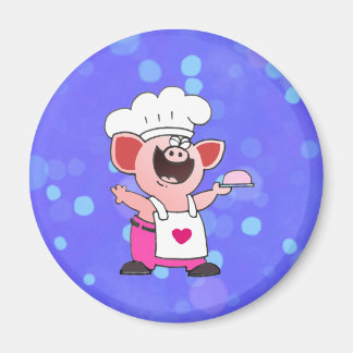 Funny Cartoon Pig Chef  Shirt | Funny Piggy Chef T Magnet