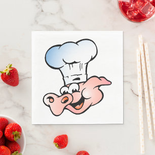 Funny Cartoon Pig Chef with Hat  Napkin