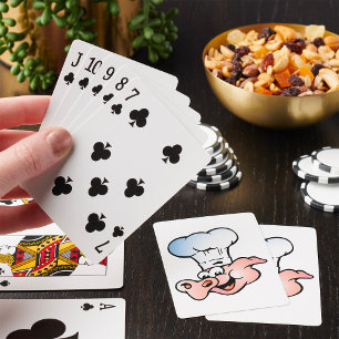Funny Cartoon Pig Chef with Hat  Playing Cards