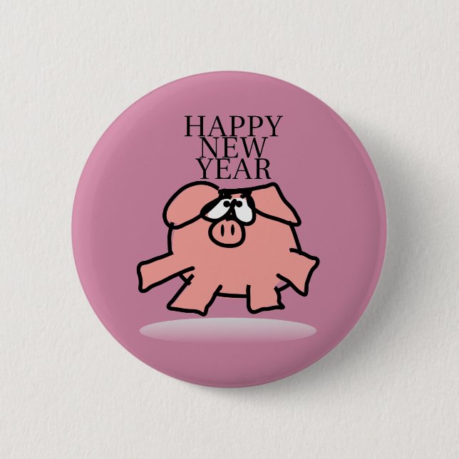 Funny Cartoon Pig New Year Choose Colour Button (Front)
