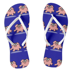 Funny Cartoon Pig Year Birthday Choose colour WFF Flip Flops
