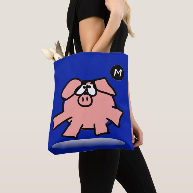 Funny Cartoon Pig Year Choose colour Bag Monogram (Close Up)