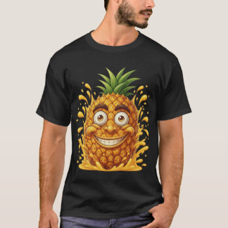 Funny Cartoon Pineapple Splashing Juice T-Shirt