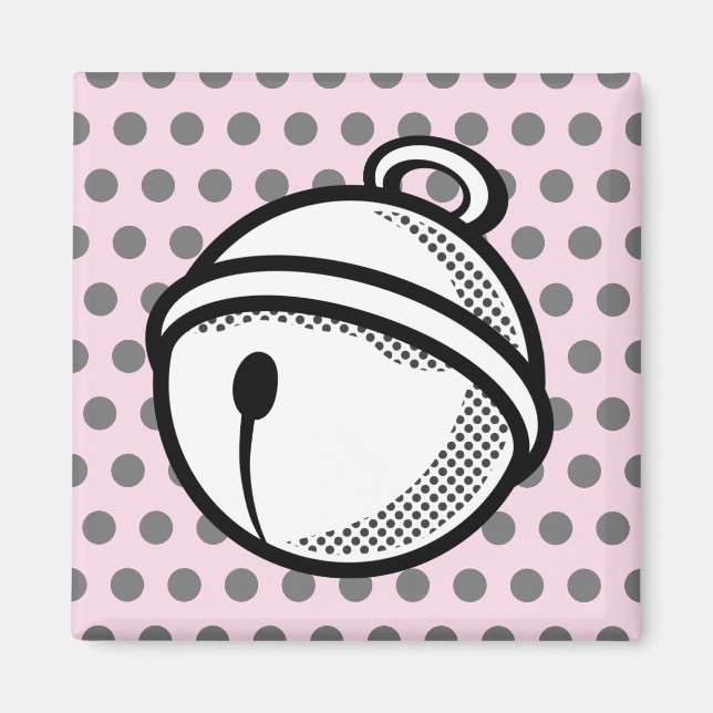 Funny Cartoon Pink Black White Cat Bell Pop Art Magnet (Front)