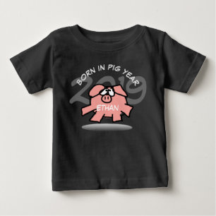 Funny Cartoon Pink Pig 2019 Personalised Baby Tee