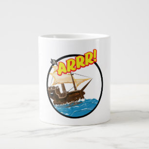 Funny cartoon Pirate ship  Large Coffee Mug