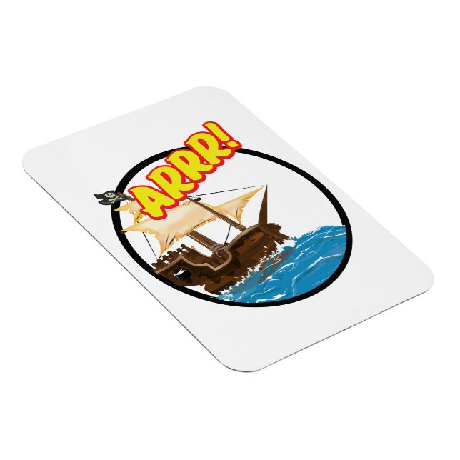 Funny cartoon Pirate ship  Magnet (Right Side)