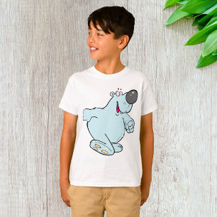 Funny Cartoon Polar Bear Cute Blue Character  T-Shirt