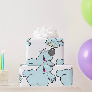 Funny Cartoon Polar Bear Cute Blue Character  Wrapping Paper
