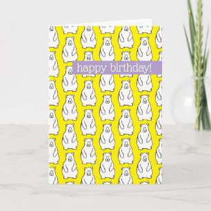 Funny Cartoon Polar Bear Happy Birthday Card