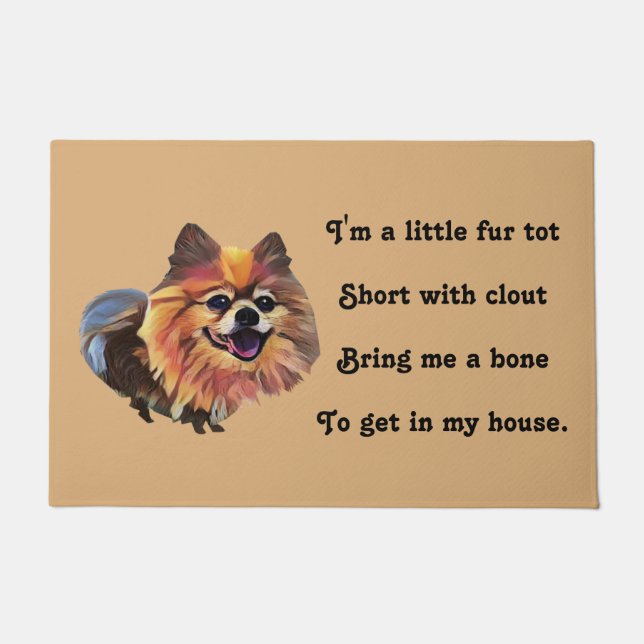 Funny Cartoon Pomeranian Doormat (Front)