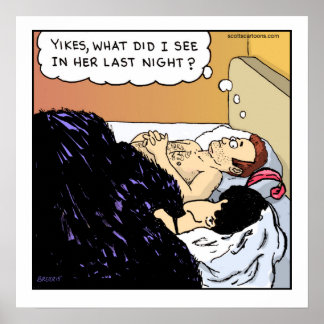 Funny Cartoon Poster- Old Hag Illusion Poster