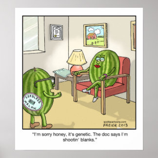 Funny Cartoon Poster-Seedless Watermelon Poster